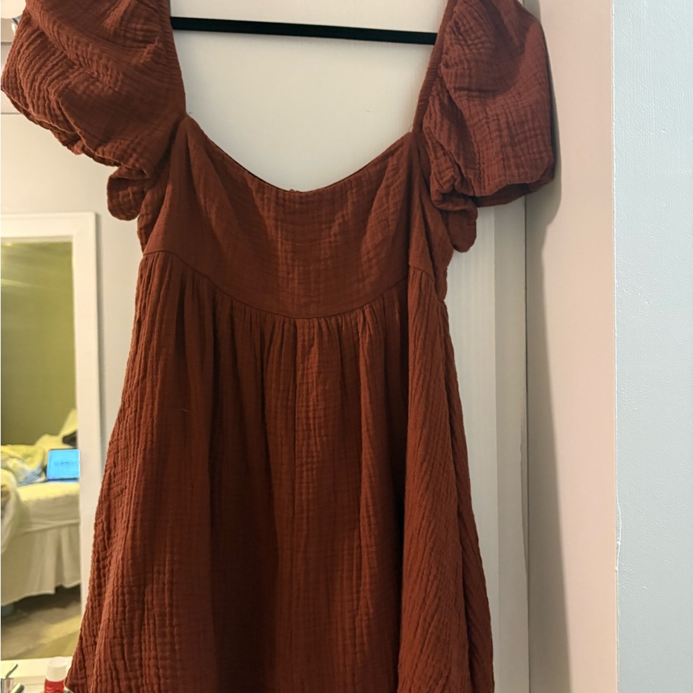 Princess Polly Terracotta Puff Sleeve Dress